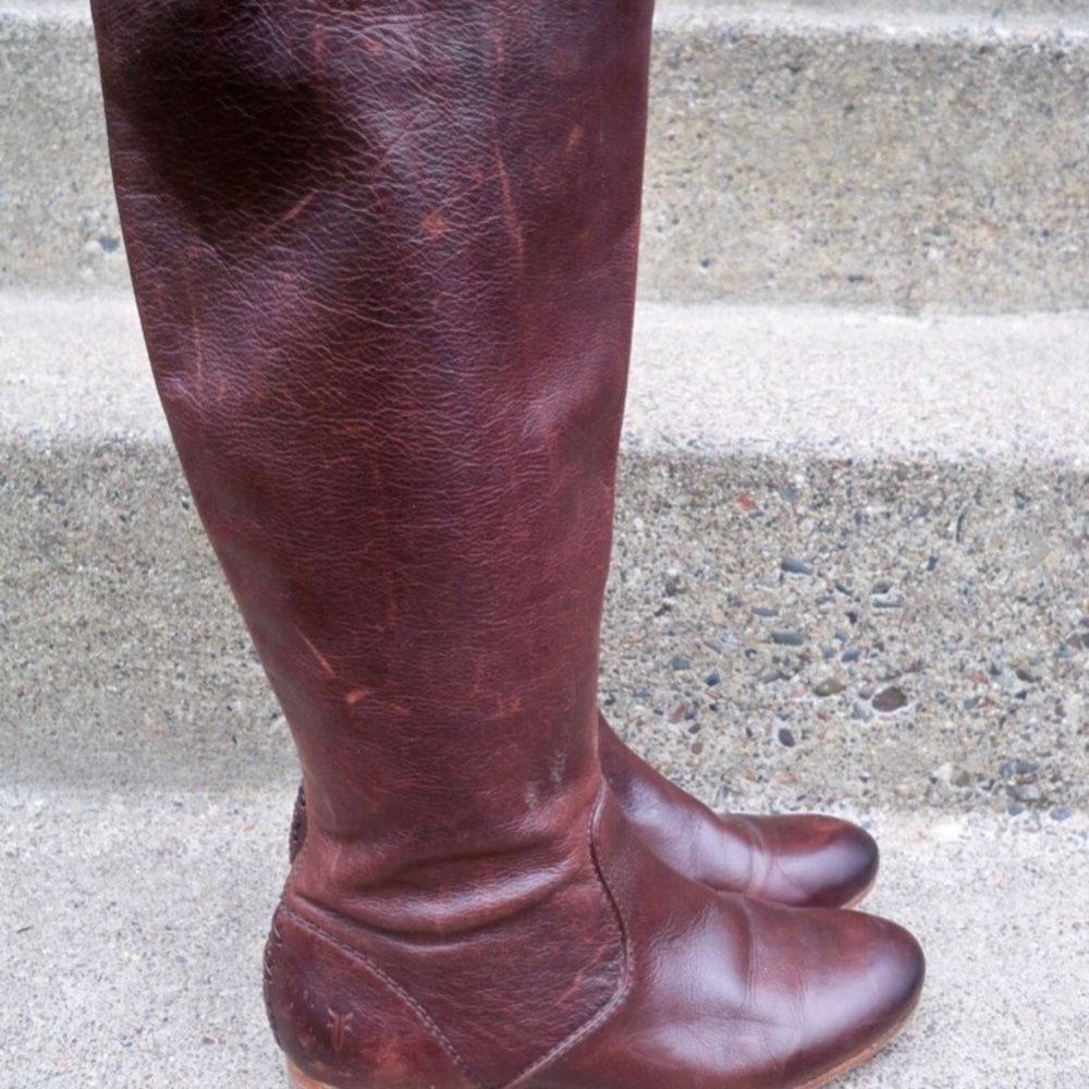 Frye #76010 Jillian Pull On Tall Brown Leather Womens Riding Boots Size 5.5